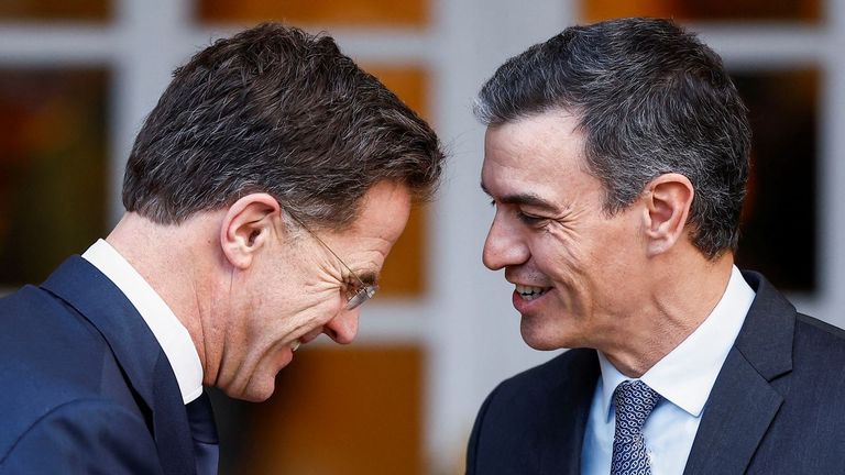 El secretario general de la OTAN, Mark Rutte, y el presidente del Gobierno español, Pedro Sánchez, en una imagen de archivo