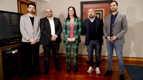Borja San Ramn (Podemos), Rubn Cela (BNG), Paula Prado (PPdeG), Jos Manuel Lage (PSdeG) y Paulo Carlos Lpez (Sumar)