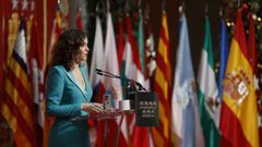 La presidenta de la Comunidad de Madrid, Isabel Daz Ayuso, hoy en los actos conmemorativos del 43 aniversario de la Constitucin Espaola, en la Puerta del Sol.