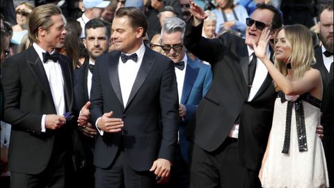 Brad Pitt, Leonardo DiCaprio, Quentin Tarantino y Margot Robbie