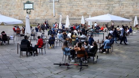 Plaza de la Quintana, en Santiago de Compostela, en la tarde del lunes