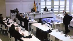 Sala de vistas del juicio del Alvia, en la Ciudad de la Cultura de Santiago