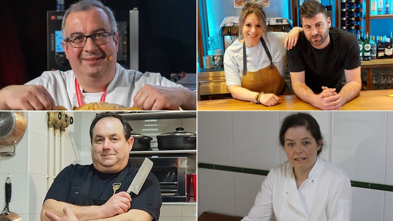 De izquierda a derecha y de arriba a abajo: Alberto Rodrguez (de Cafetera Pastelera Estilo, en Melide), Fani Doldn y Rafa Vieito (de O Muo, en A Baa), Enrique Castillo (de A Casa dos Martnez, en Padrn) y Mara Jos Sanmartn (de Casa Chelo, en Arza).