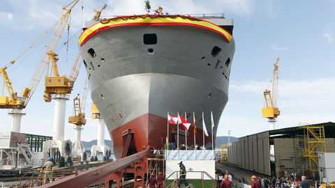 Flotel en construcci�n en Hijos de J. Barreras, �ltima botadura del naval privado gallego.