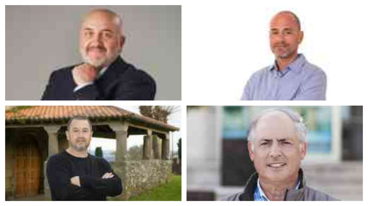 Pol�ticos sonrientes, pulpo y tazas de vino en las fiestas de la Ascensi�n de Santiago.De izquierda a derecha, Antonio Fern�ndez Angueira, Anxo Arca y Bea Rei