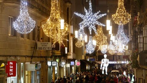Iluminación navideña en las calles del centro de Pontevedra