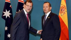 El primer ministro australiano, Tony Abbott, durante su reunin con el presidente del Gobierno, Mariano Rajoy