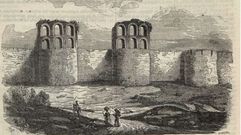 Grabado de 1850 del Seminario Pintoresco Espaol, donde se ven algunos cubos de la Muralla