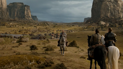 Randyll Tarly, Jaime Lannister y Bronn en el episodio 7x04 de Juego de Tronos