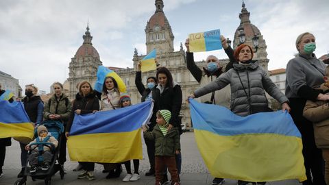 Concentración de ciudadanos ucranianos en A Coruña