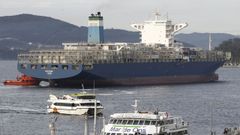 Un portacontenedores de Maersk, en Vigo, en una imagen de archivo