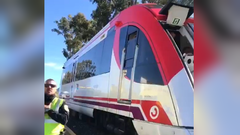 Imagen del tren de v�a estrecha siniestrado cerca de Cartagena