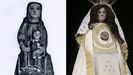 Aspecto original de la talla de la Virgen de Chamorro e imagen actual de la misma.