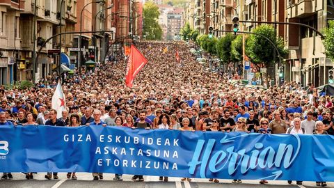 Manifestación en Bilbao el pasado sábado en apoyo a los 47 encausados