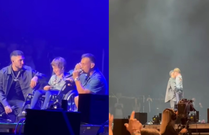 Fragmentos del vídeo compartido por la familia en redes sociales, en el que se ve a Omar Montes subiendo a Javi al escenario