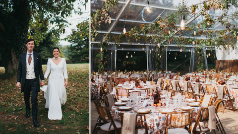 La boda de Bea y Manuel. Esta pareja eligi una finca de Cambre para darse el s quiero en octubre. Con ms de 260 invitados, El Sof Amarillo apost por los burdeos, ocres y naranjas para un enlace que definen como inolvidable