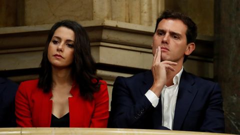 Ins Arrimadas y Albert Rivera, en el Parlament de Catalua