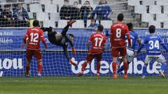 Gol Barcenas Jimmy Real Oviedo Deportivo Carlos Tartiere.Brcenas anota el 1-0 frente al Deportivo