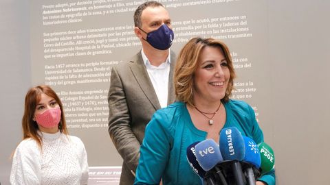 La secretaria general del PSOE en Andalucía, Susana Díaz, este viernes, en un acto en Lebrija (Sevilla)