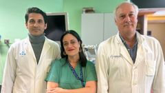 El doctor David Barros, coordinador de la docencia mir; la enfermera Dolores Otero, y el jefe de servicio de neumología del CHOP, Enrique Temes