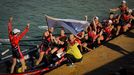 Celebracin del Bueu, ganador de la regata de Mera la pasada campaa.