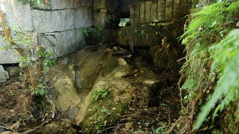 Estado del curso fluvial del río do Baro, afluente del Gafos, a su paso por Bértola, en Vilaboa