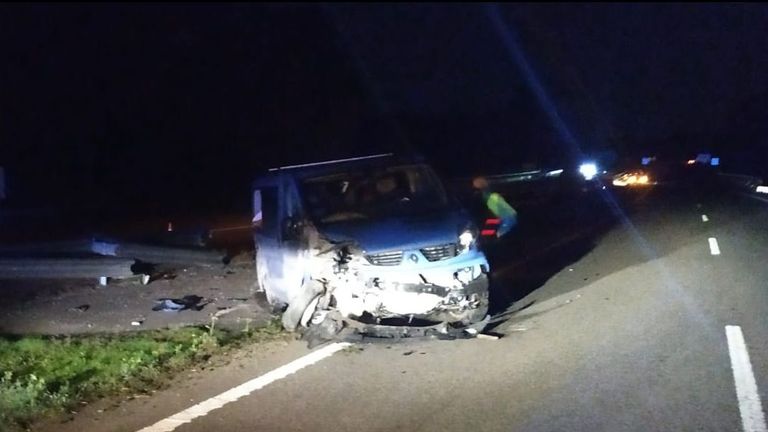 La furgoneta que originó el accidente múltiple