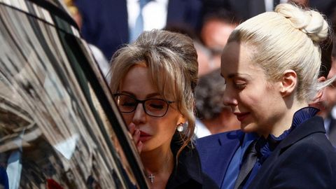 Marina Berlusconi and Marta Fascina at the funeral of former Italian Prime Minister Silvio Berlusconi