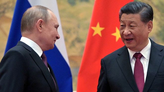 El presidente ruso, Vladimir Putin, y el presidente chino, Xi Jinping, el 4 de febrero del 2022, durante una reunión en Pekín antes de la invasión de Ucrania