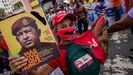 Simpatizantes chavistas, en la marcha celebrada el martes para celebrar los 15 años de la Juventud del Partido Socialista de Venezuela, en Caracas 