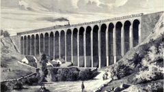 El viaducto de A Chanca, en Lugo, que aún está en servicio, en una imagen de la Revista de la ilustración española y americana de 1875