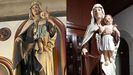 La imagen de la Virgen del Carmen a la izquierda, como estaba antes de ser retocada. A la derecha, la talla de Brocos tras la restauración