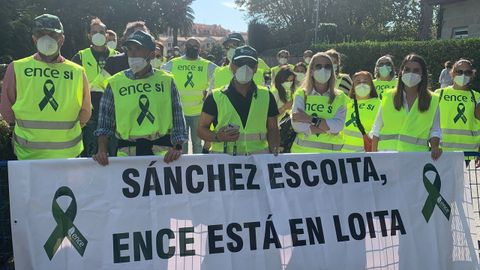 Protesta de trabajadores de Ence, el 29 de septiembre, en A Toxa 