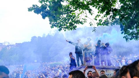 Recibimiento al Real Oviedo en la previa del partido contra el Villarreal