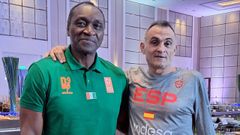 Anicet Lavodrama, con la selección de Costa de Marfil, y Manolo Aller, con la roja, representan a Ferrol en el Mundial de Baloncesto.
