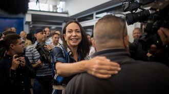 La candidata presidencial opositora, Mar�a Corina Machado,  en un acto de su comando pol�tico el mi�rcoles en Caracas.
