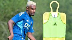 Hassan, en un entrenamiento del Real Oviedo
