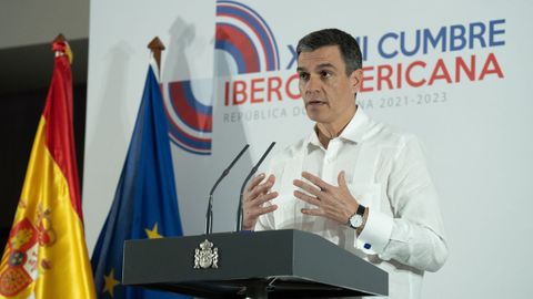 Pedro Sánchez, en su comparecencias tras la sesión plenaria de la Cumbre Iberoamericana