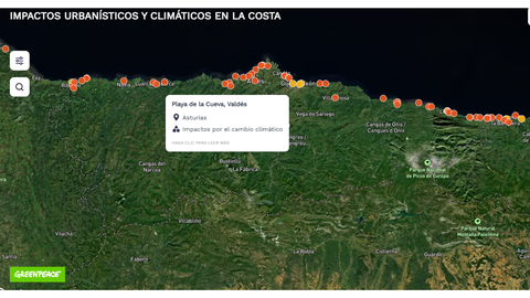 Mapa satelital quedetalla los impactos del cambio climtico y el urbanismo en el litoral de Asturias