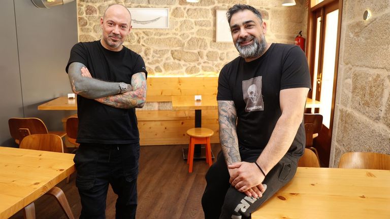 Andrés Muñoz y Toño Mora, del Padal da Santiña