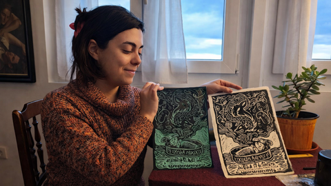 Rosario Roses con su obra �Los sue�os de la sardina�