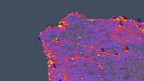 mapa galicia.Mapa de lugares ms fotografiados de Galicia