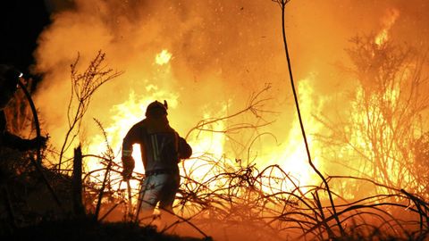 Incendio forestal en Carballo el pasado mes de abril