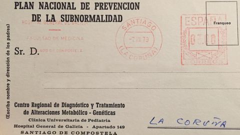 El Centro de Prevencin y Diagnstico de la Subnormalidad, dependiente de la Facultad de Medicina de Santiago, emita documentos como este del 1979, en el que se reflejaban datos como que los hijos del interesado son normales