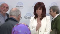 Cristina Fernndez, durante el encuentro con los religiosos en el Senado