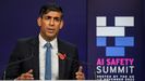 El primer ministro británico, Rishi Sunak, en la cumbre sobre IA en la que ejerció de anfitrión