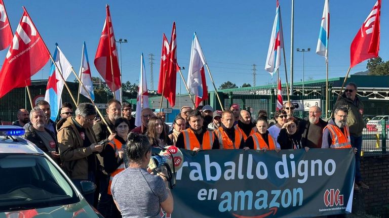Seguimiento masivo en la huelga de Amazon en O Porriño