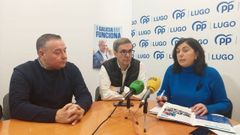 Gustavo Daz, Enrique Rozas y Elena Candia, del PP de Lugo