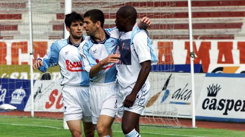 Changui, en la SD Compostela en el ao 2000, con Fabiano y Romao Sion