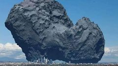 Comparacin del tamao del cometa 67P/Churyumov-Gerasimenko, donde aterrizar la sonda de Rosetta, con la ciudad de Los ngeles